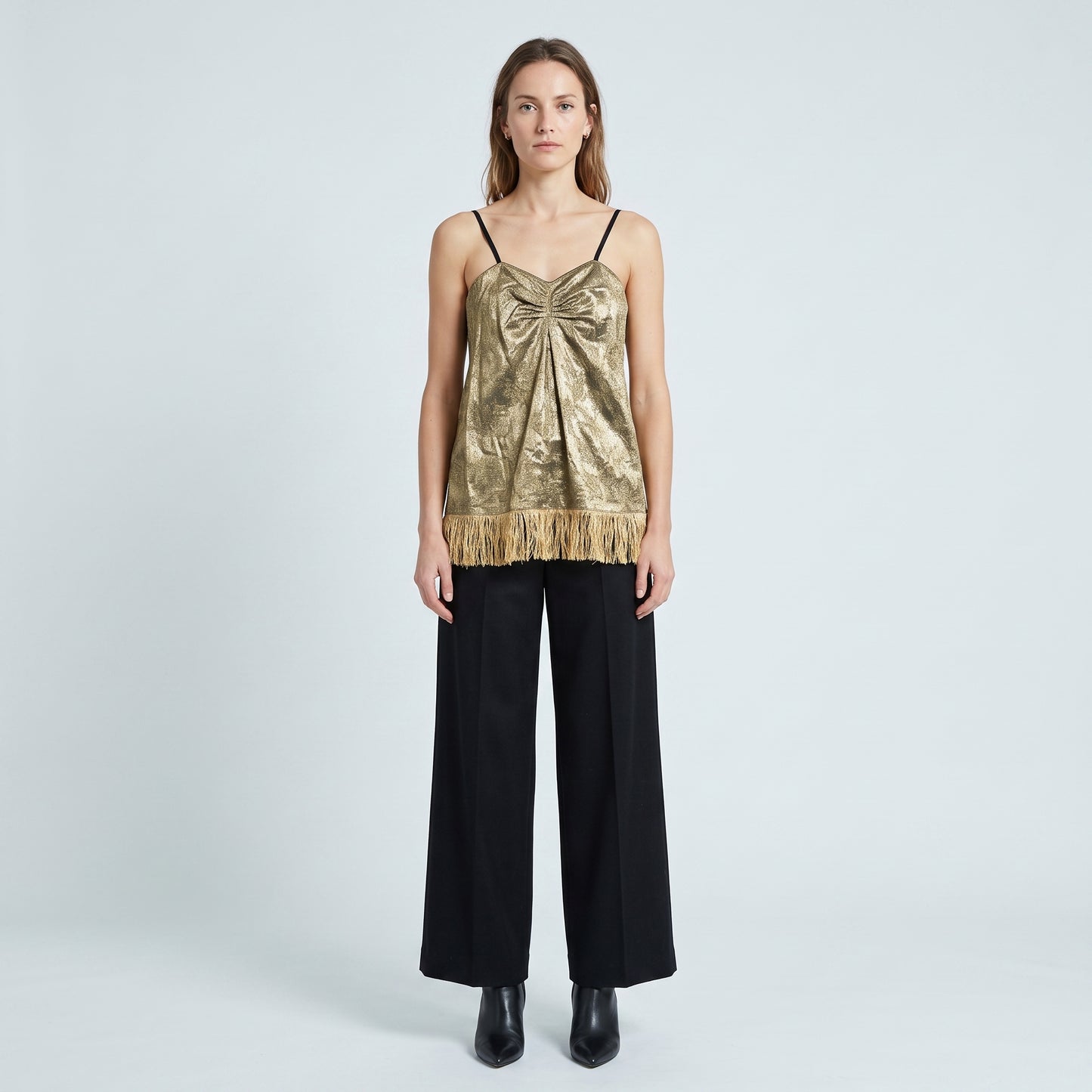 Metallic Floral Fringed Camisole