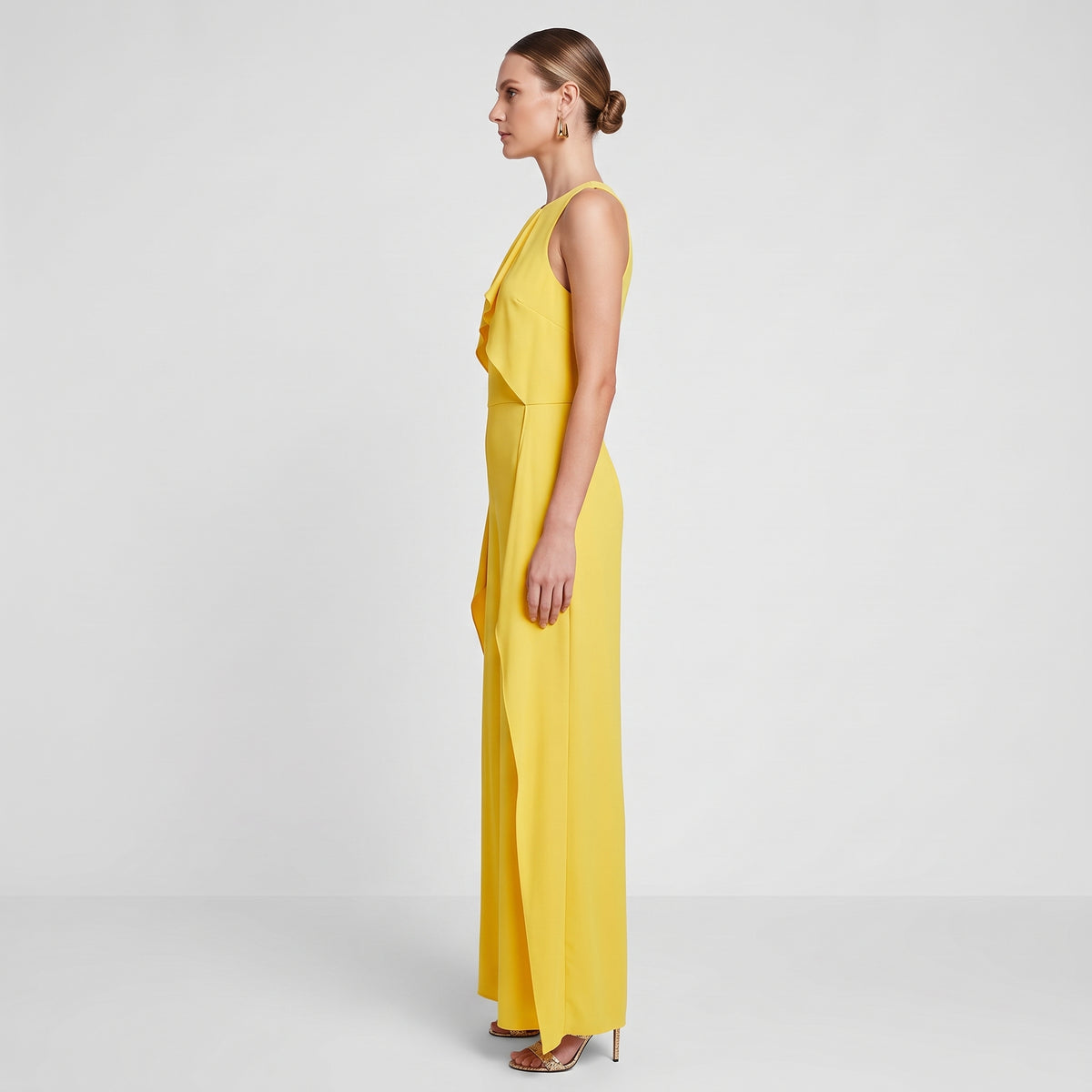 Sleeveless Ruffled Yellow Jumpsuit