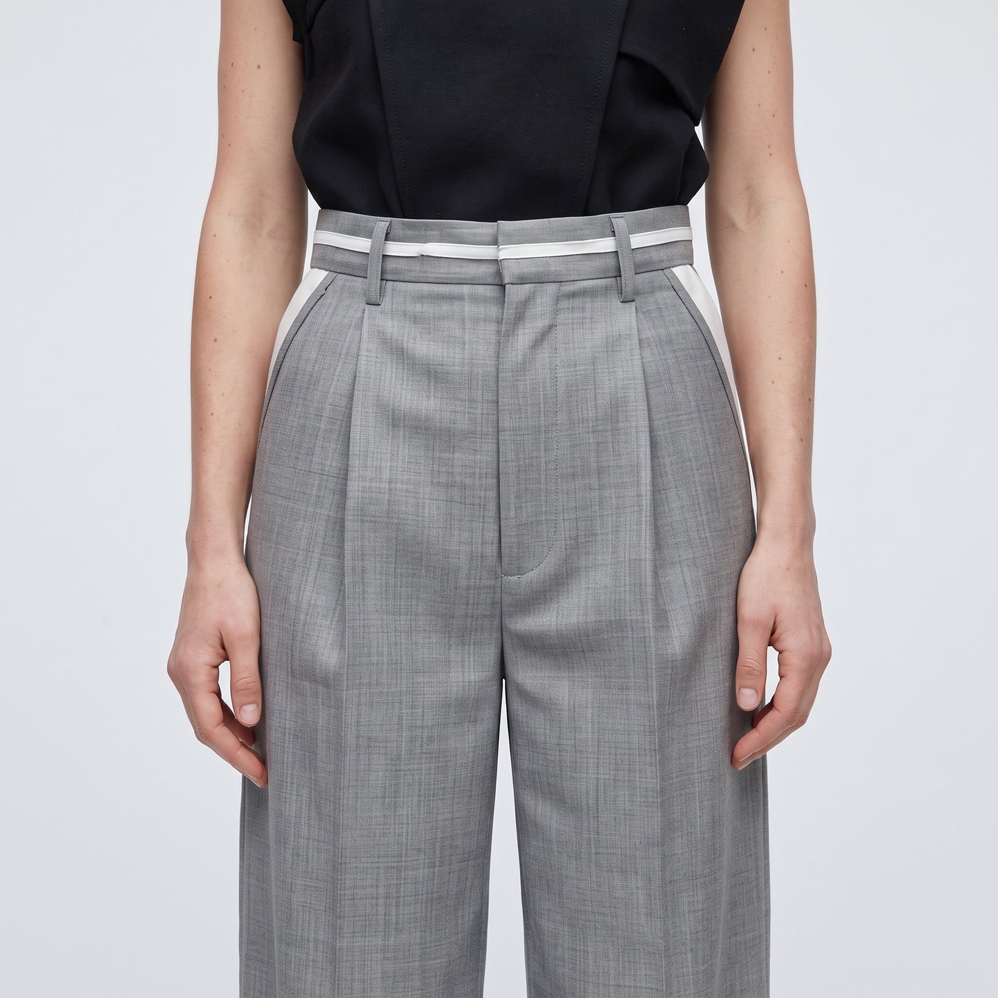 Tailored Grey Contrast Trousers