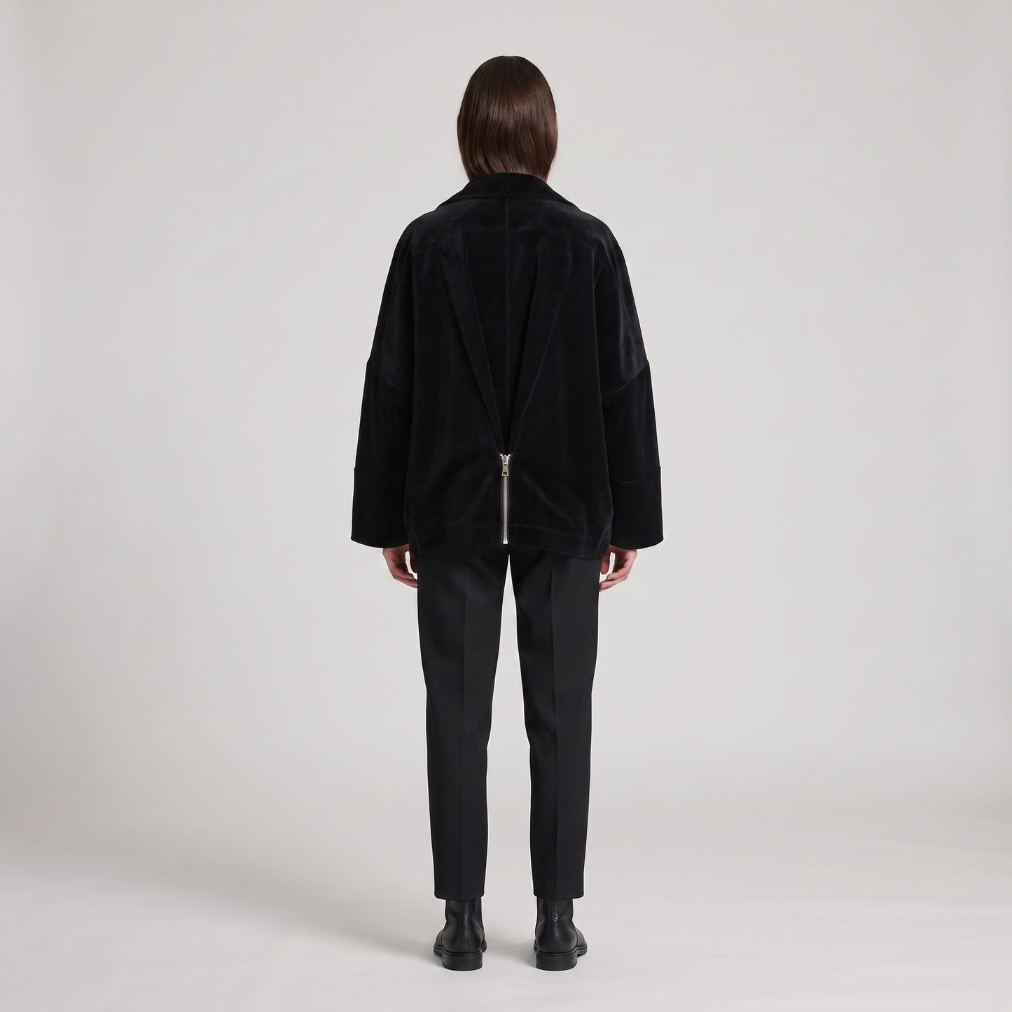 Asymmetric Velvet Statement Jacket