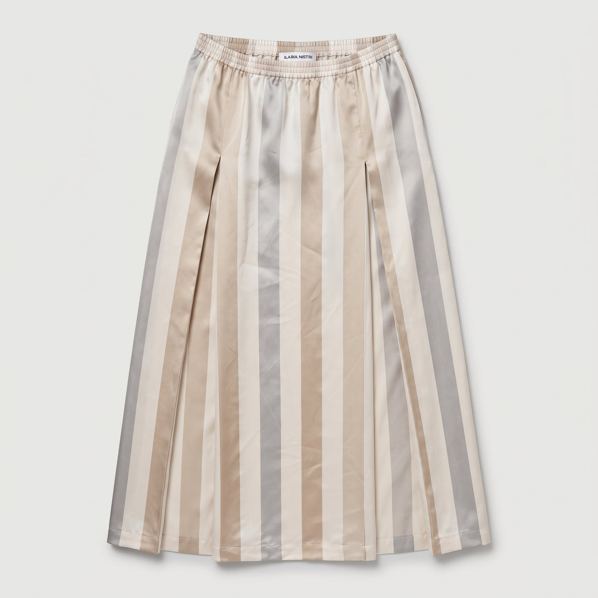 Striped Satin Midi Skirt