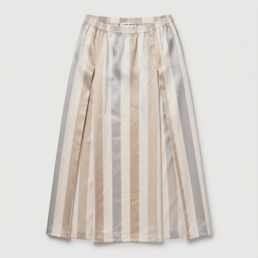 Striped Satin Midi Skirt
