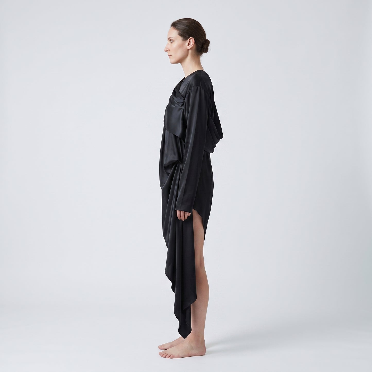 Draped Asymmetric Silk Blouse