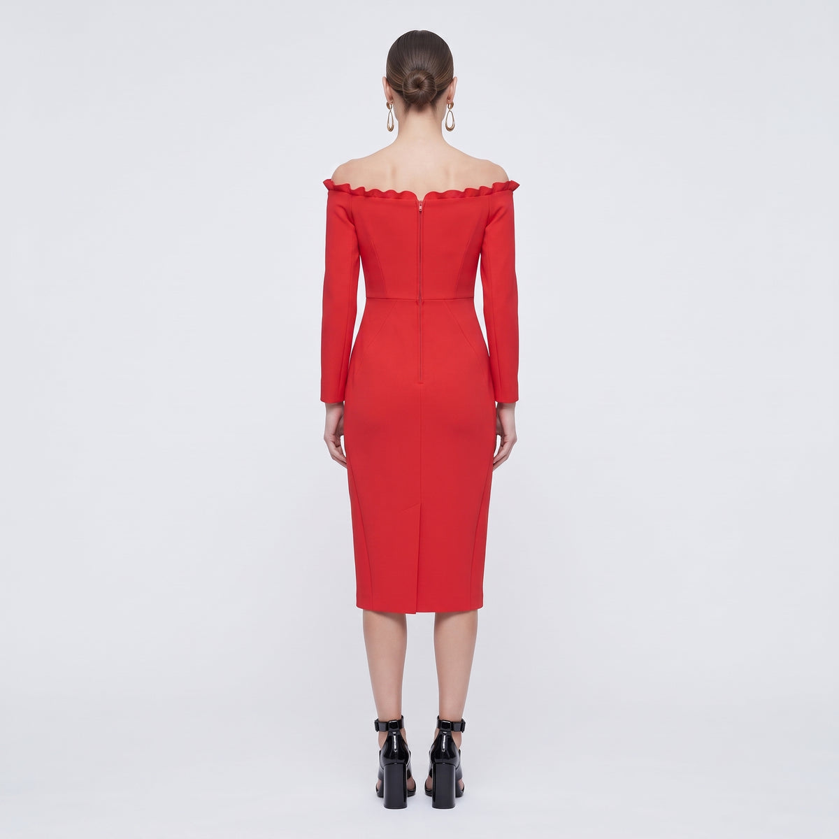 Off-Shoulder Ruffled Midi Dress