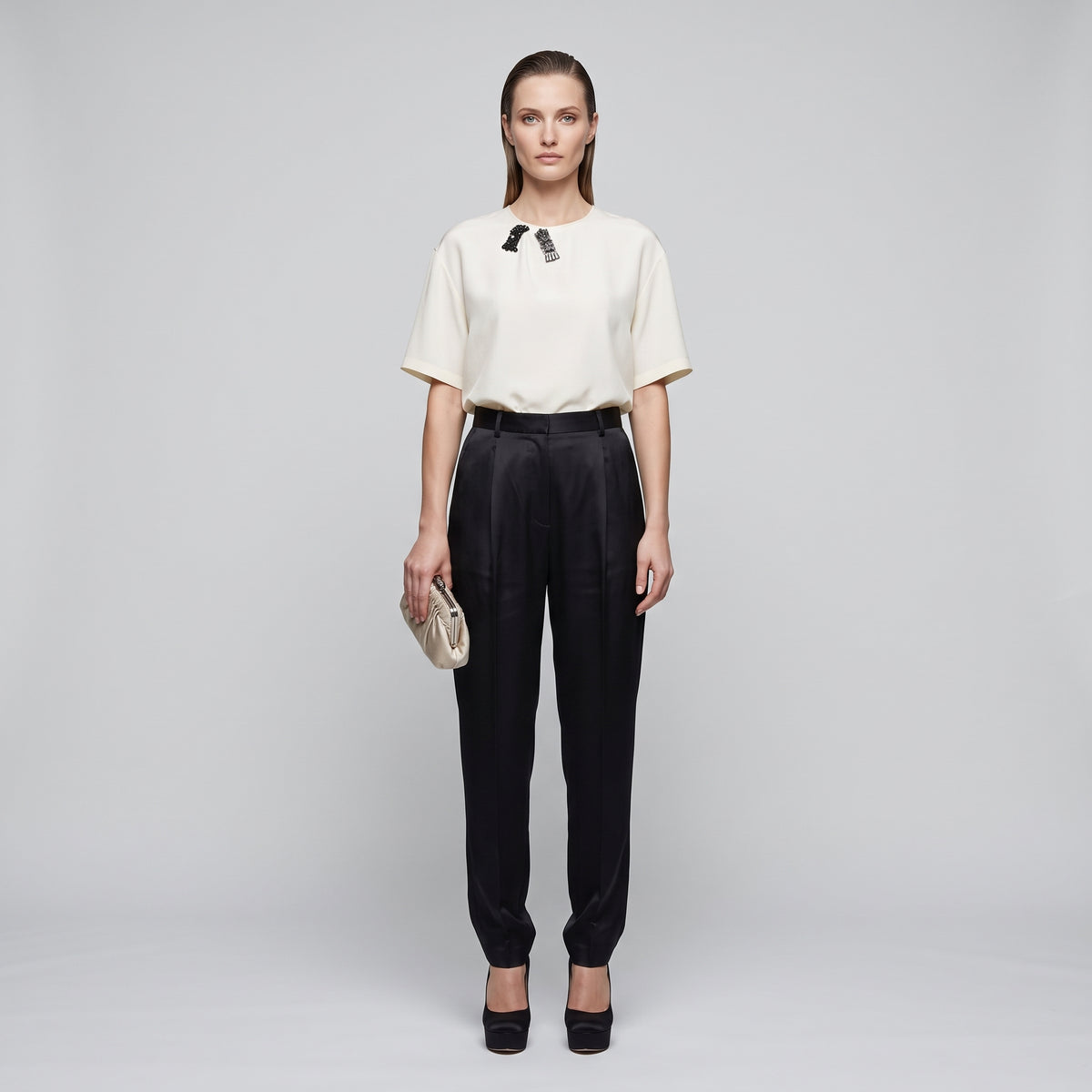 Embellished Silk Crepe Top