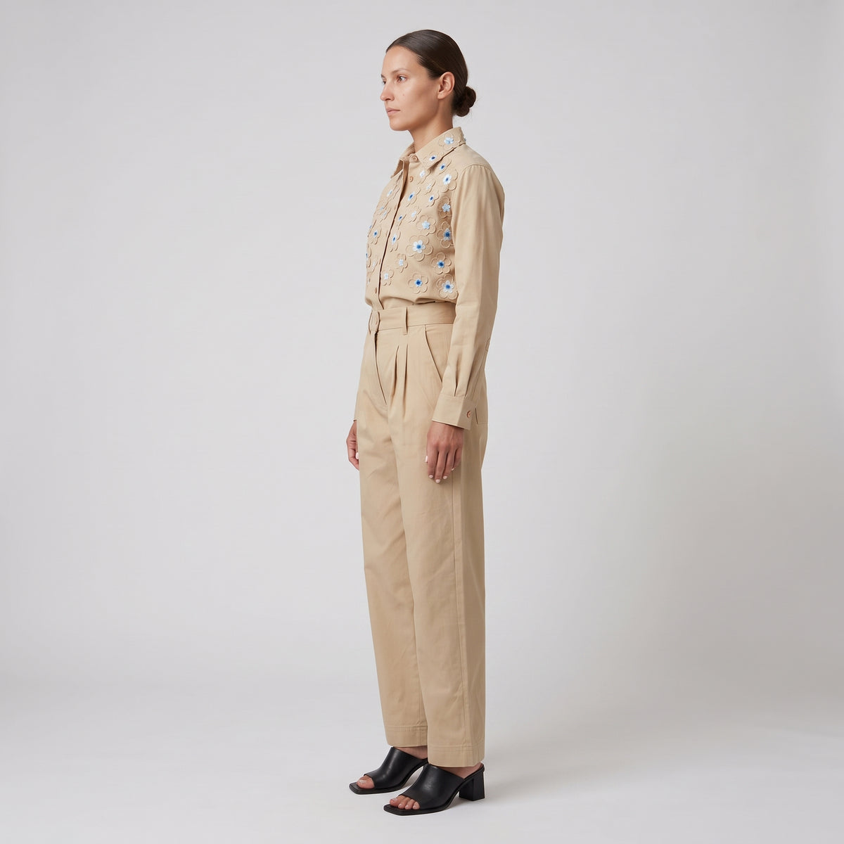 Tailored High-Waisted Pleated Trousers