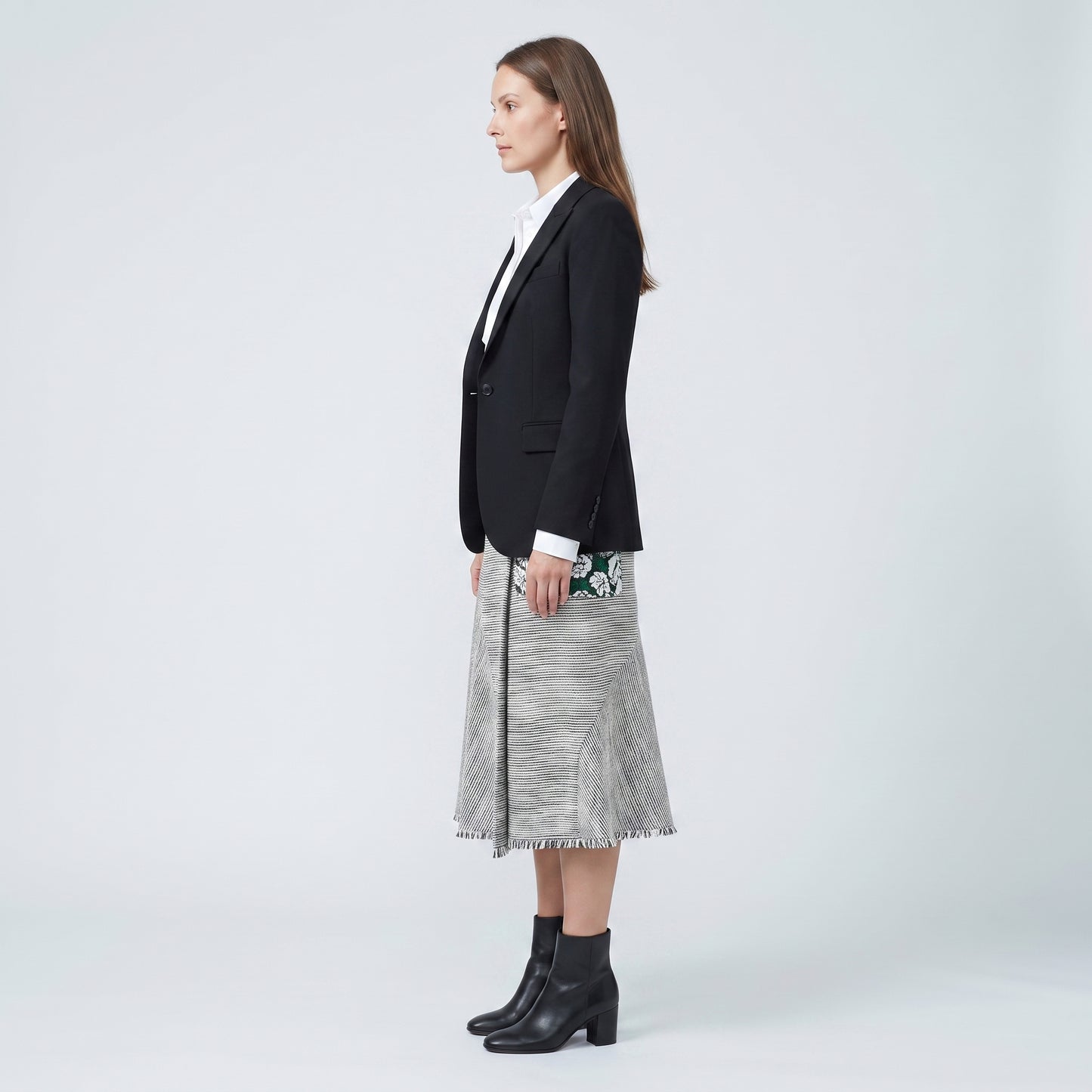 Abstract Striped Asymmetric A-Line Skirt