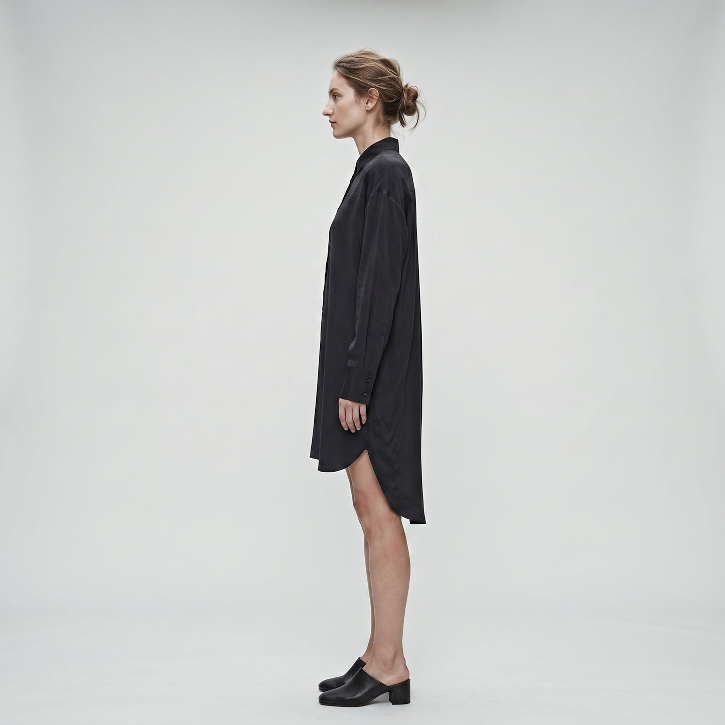 Midnight Navy Satin Oversized Shirt