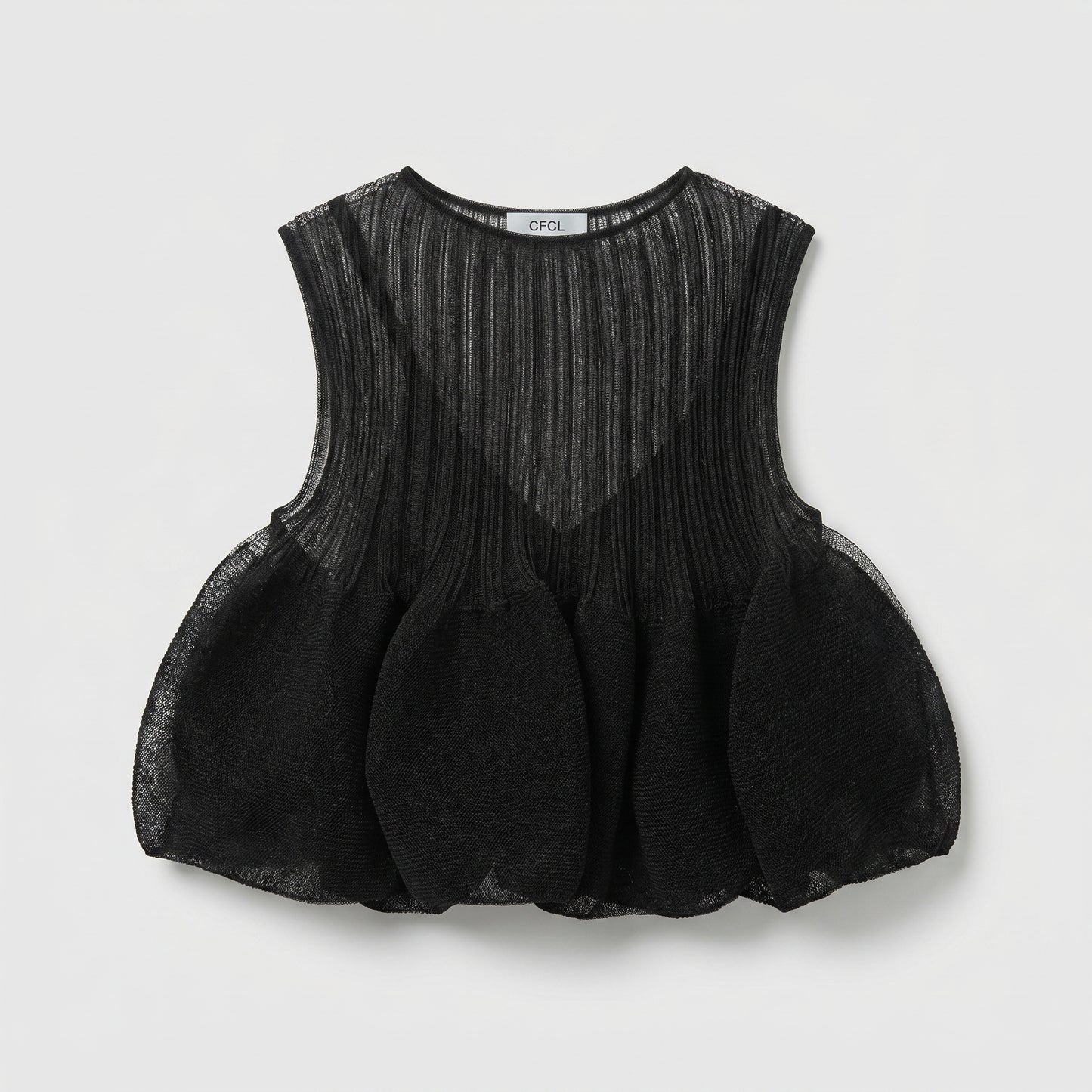Sheer Pleated Peplum Top