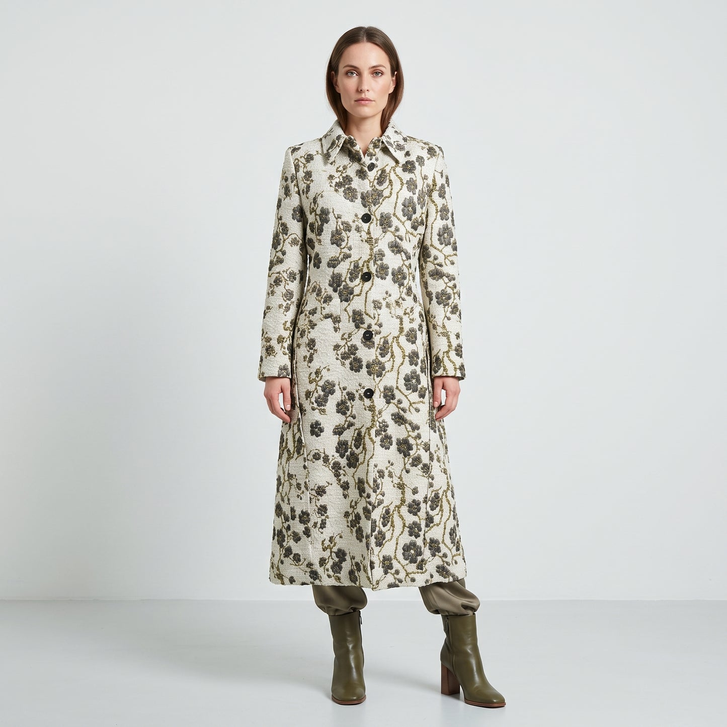 Floral Brocade Tailored Coat