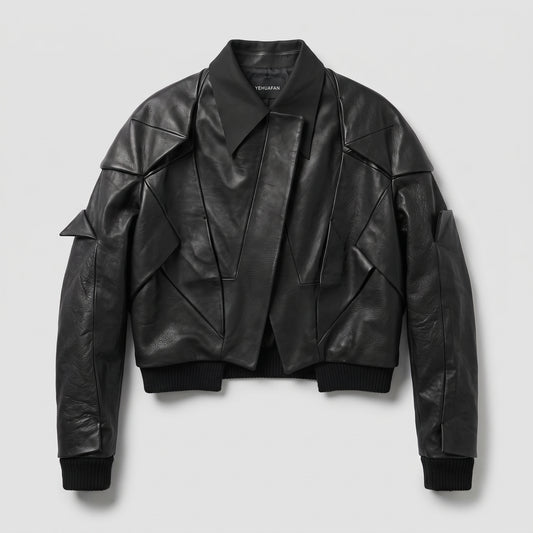 Architectural Leather Bomber Jacket