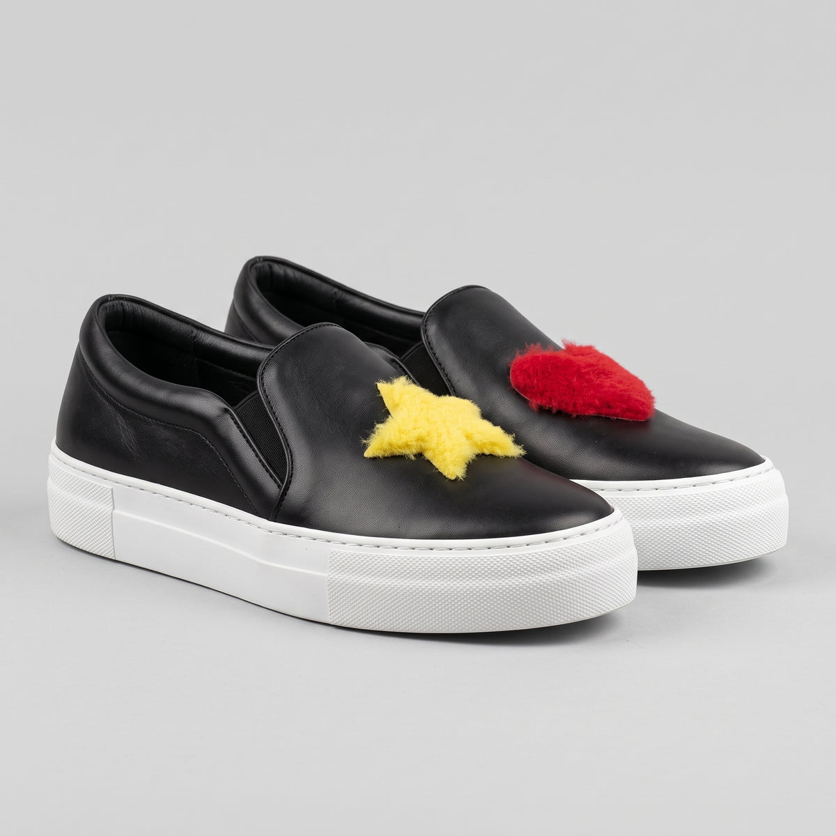 Star Applique Leather Slip-Ons