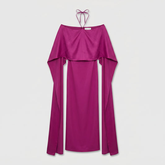 Fuchsia Draped Halter Dress