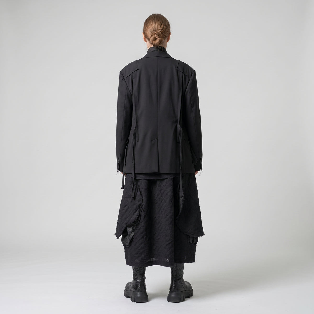Textured Black Voluminous Skirt