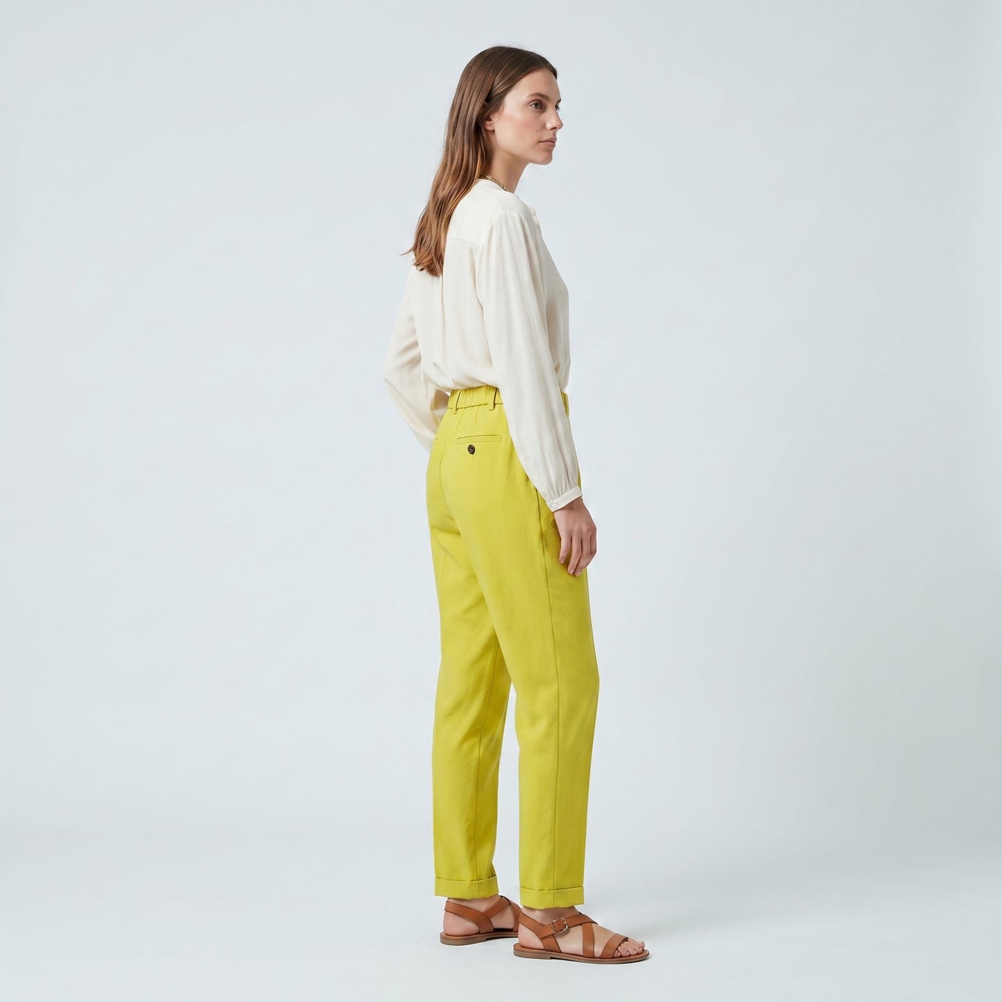 High Waisted Pleated Tapered Trousers