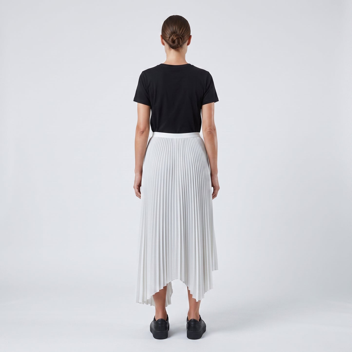 Elegant White Pleated Midi Skirt