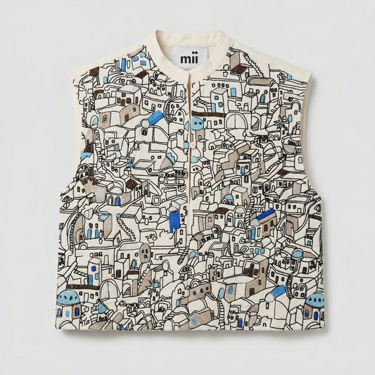 Embroidered Architectural Structured Vest
