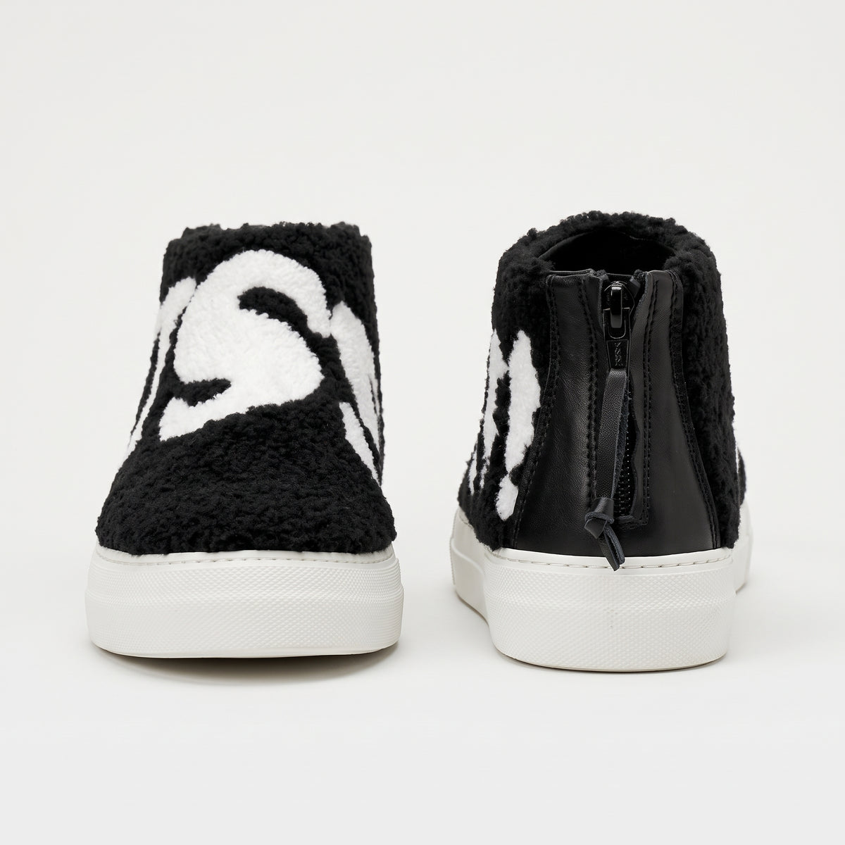 Shearling High Top Zip Sneakers