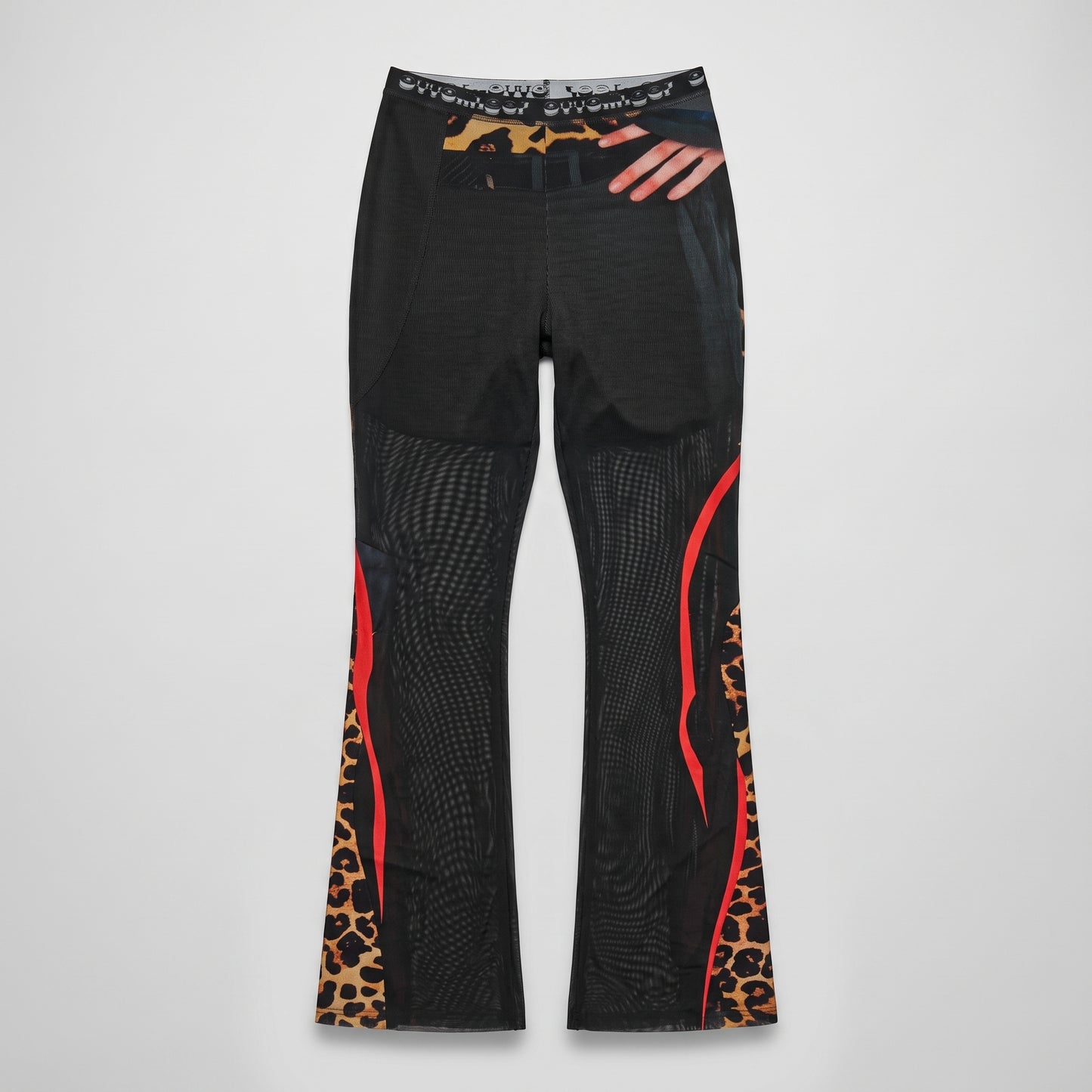 Graphic Mesh Flared Trousers
