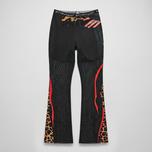 Graphic Mesh Flared Trousers