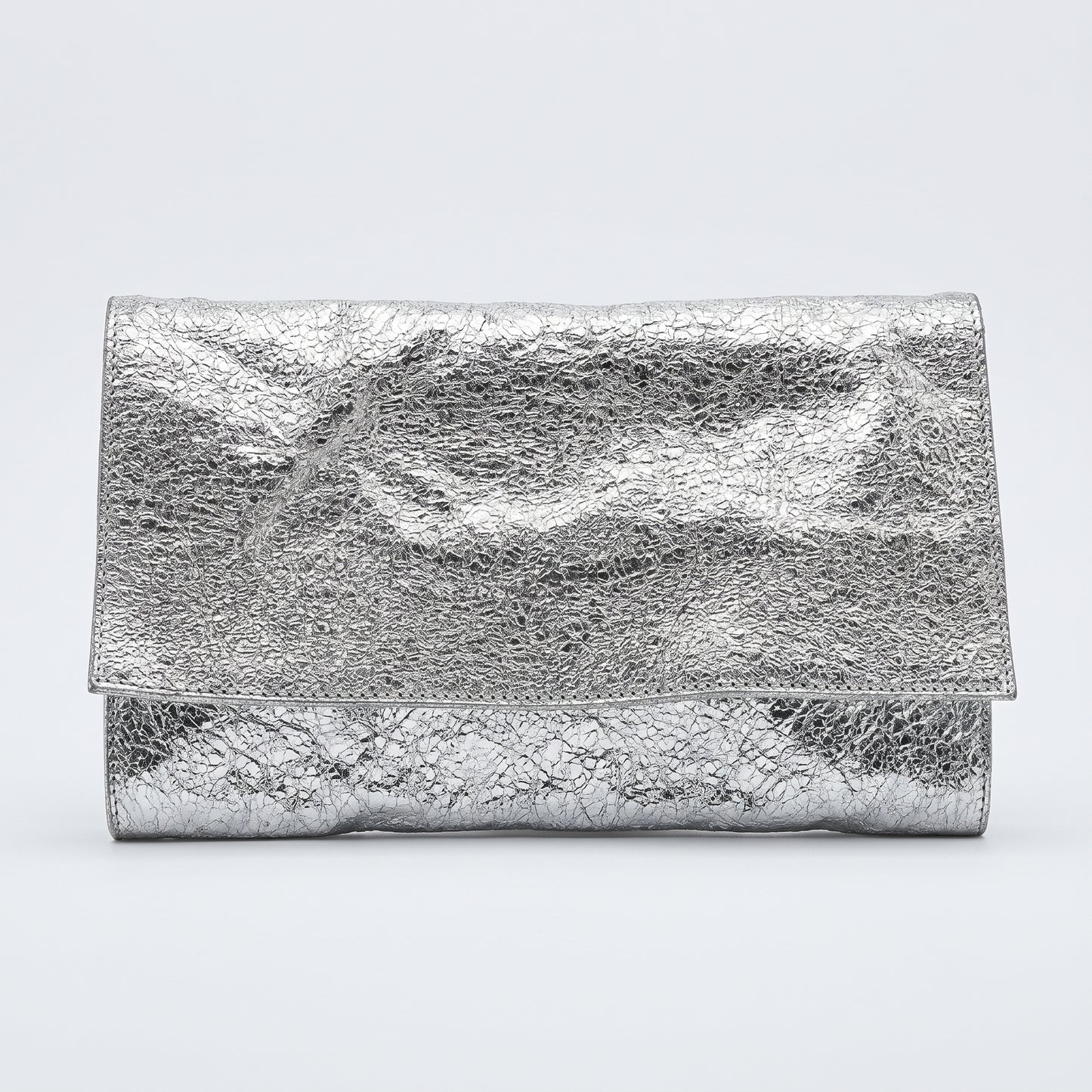 Metallic Crinkled Leather Clutch