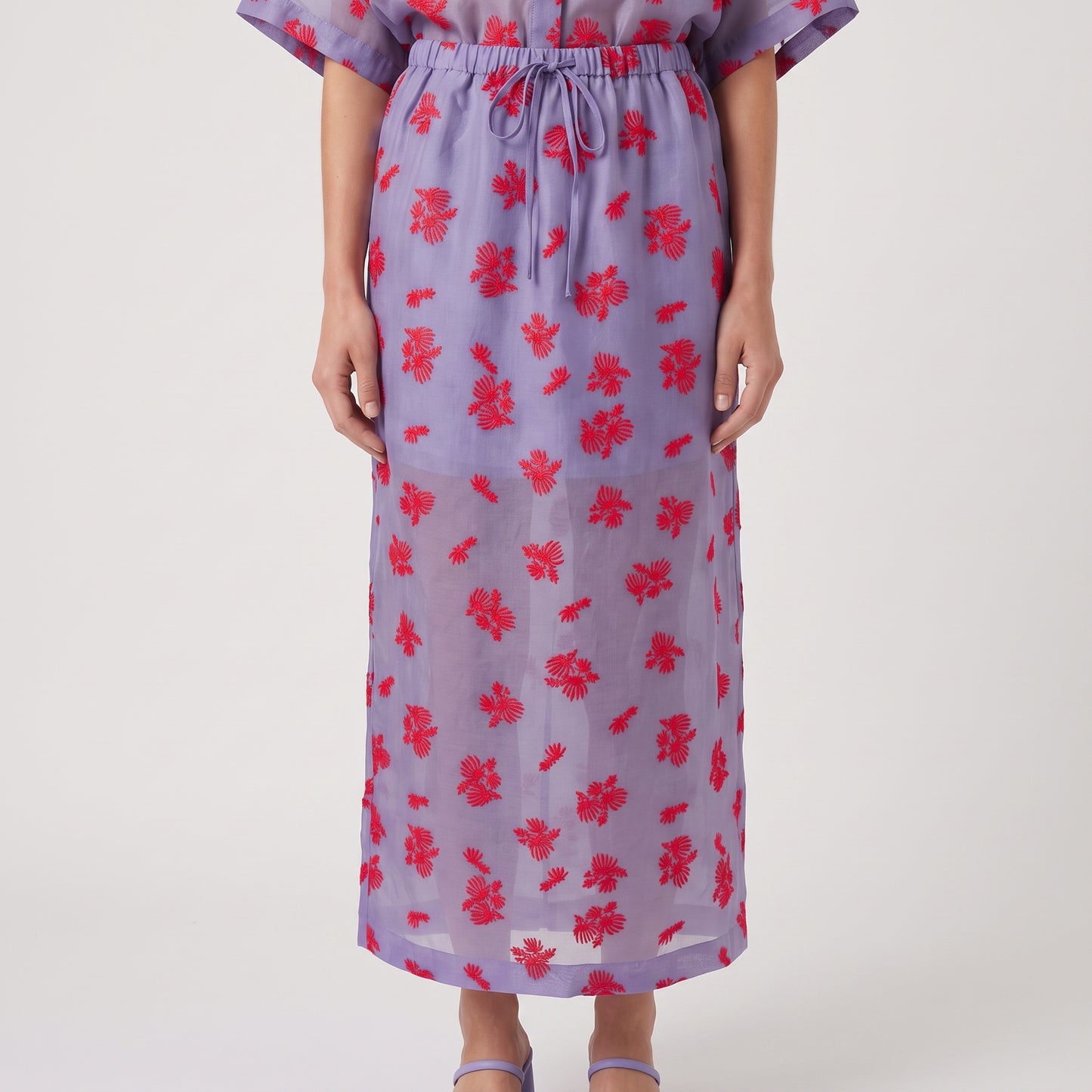 Floral Embroidered Midi Skirt