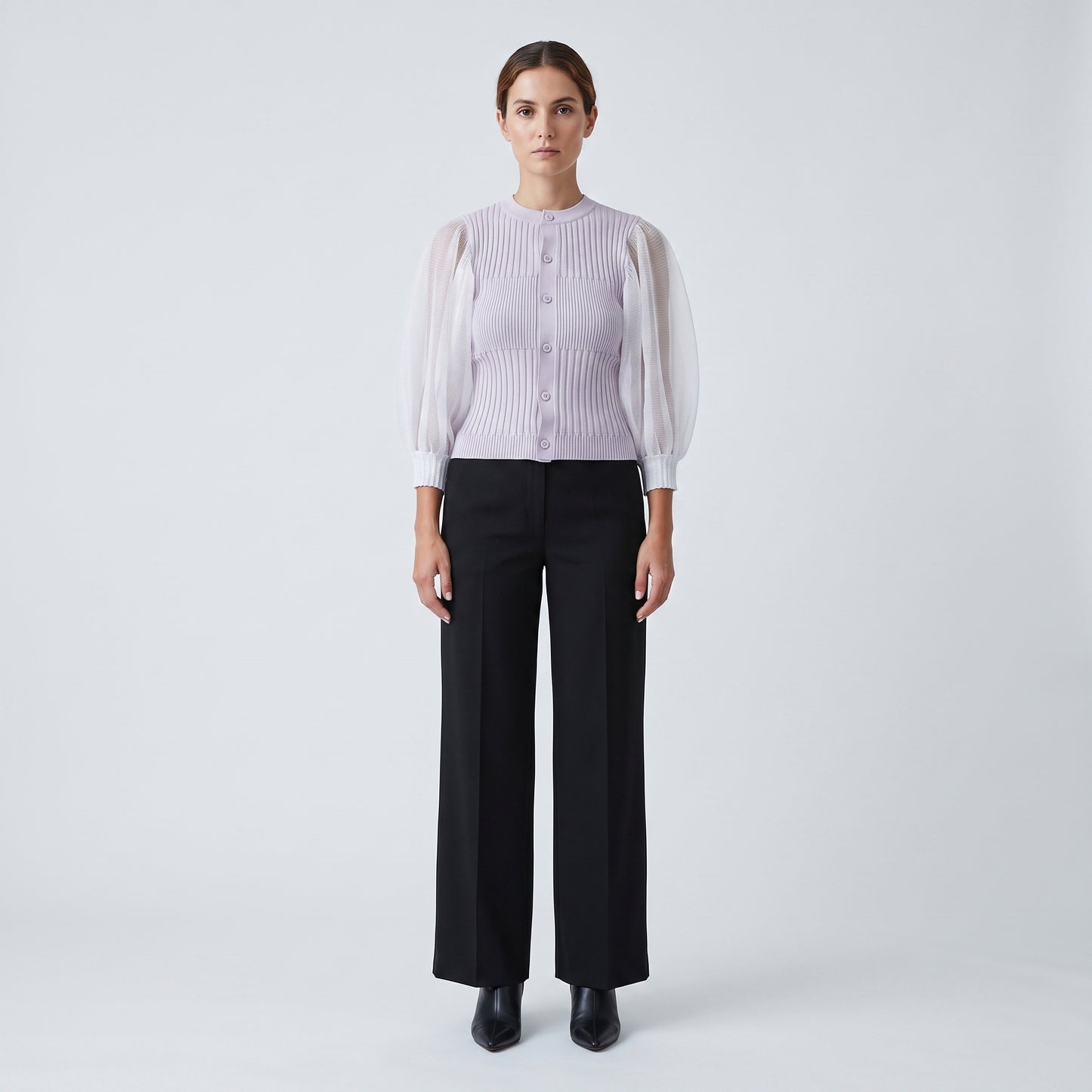 Ribbed Contrast Sleeve Cardigan