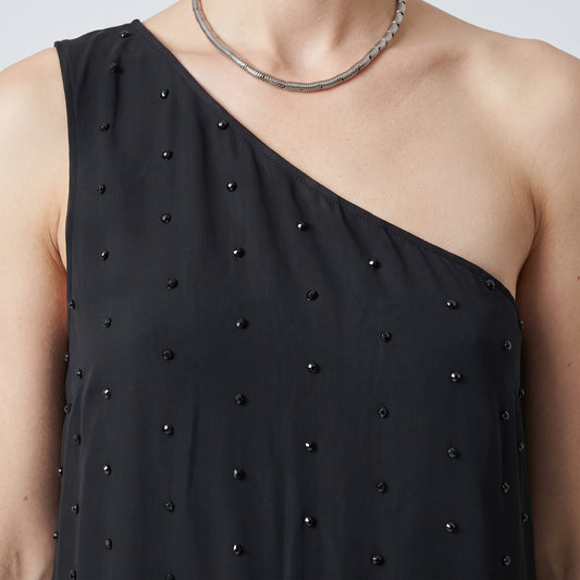 Embellished One-Shoulder Mini Dress