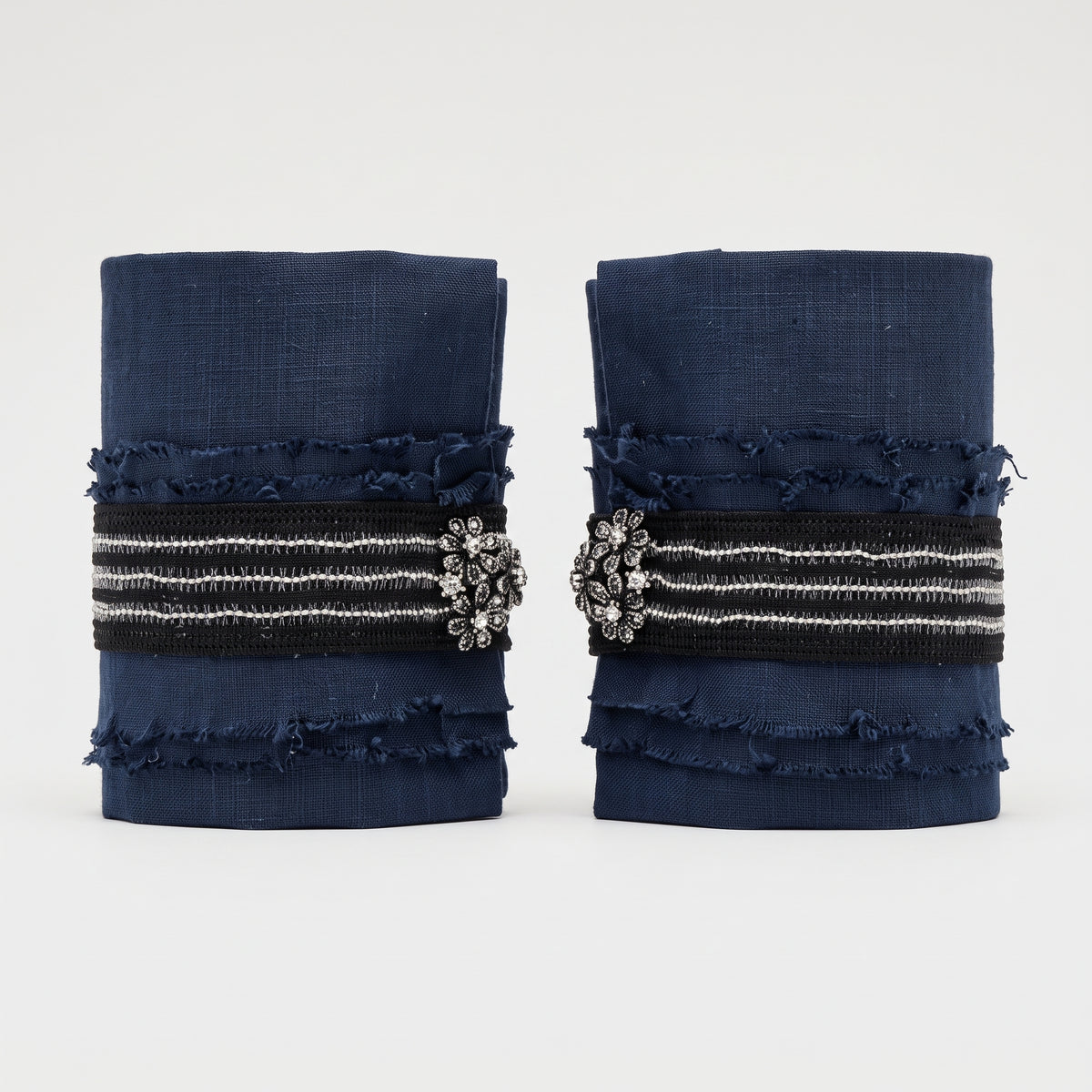 Embellished Linen Frayed Cuffs