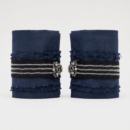 Embellished Linen Frayed Cuffs