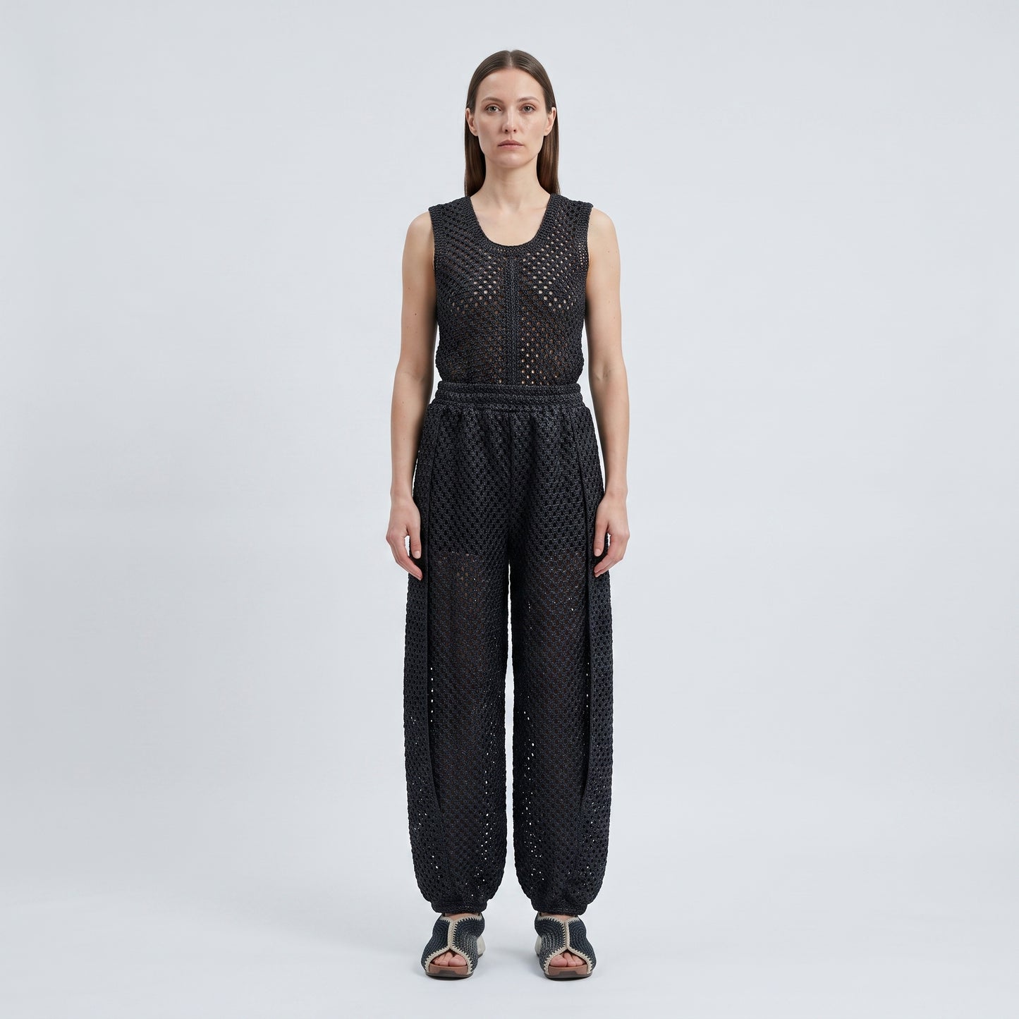 Open Knit Black Trousers