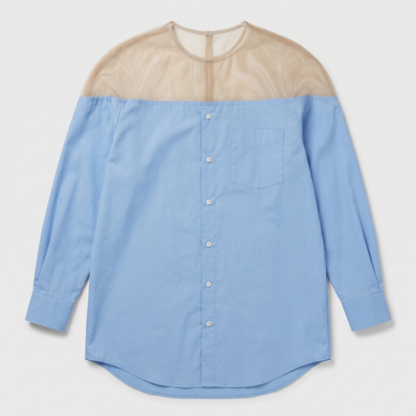Sheer Yoke Cotton Shirt