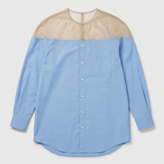 Sheer Yoke Cotton Shirt