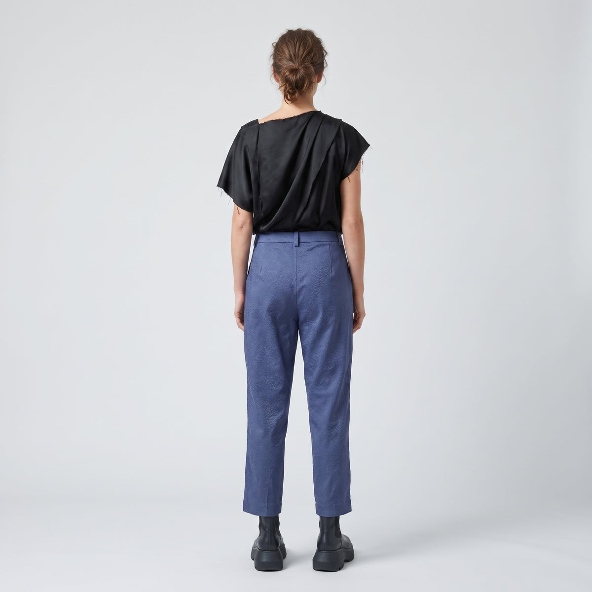 Textured Blue Tailored Trousers