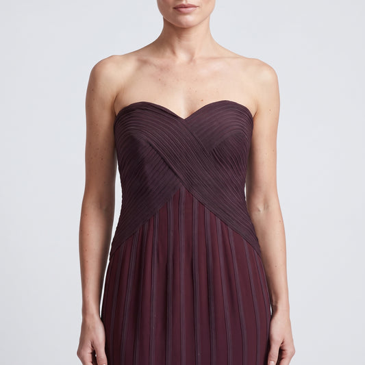 Pleated Strapless Evening Gown