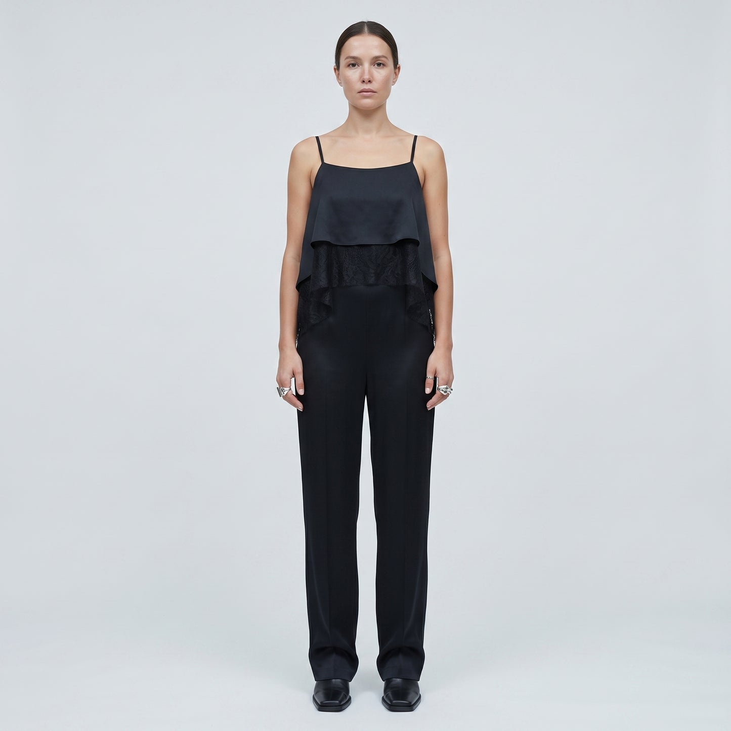 Lace Tiered Spaghetti Strap Jumpsuit