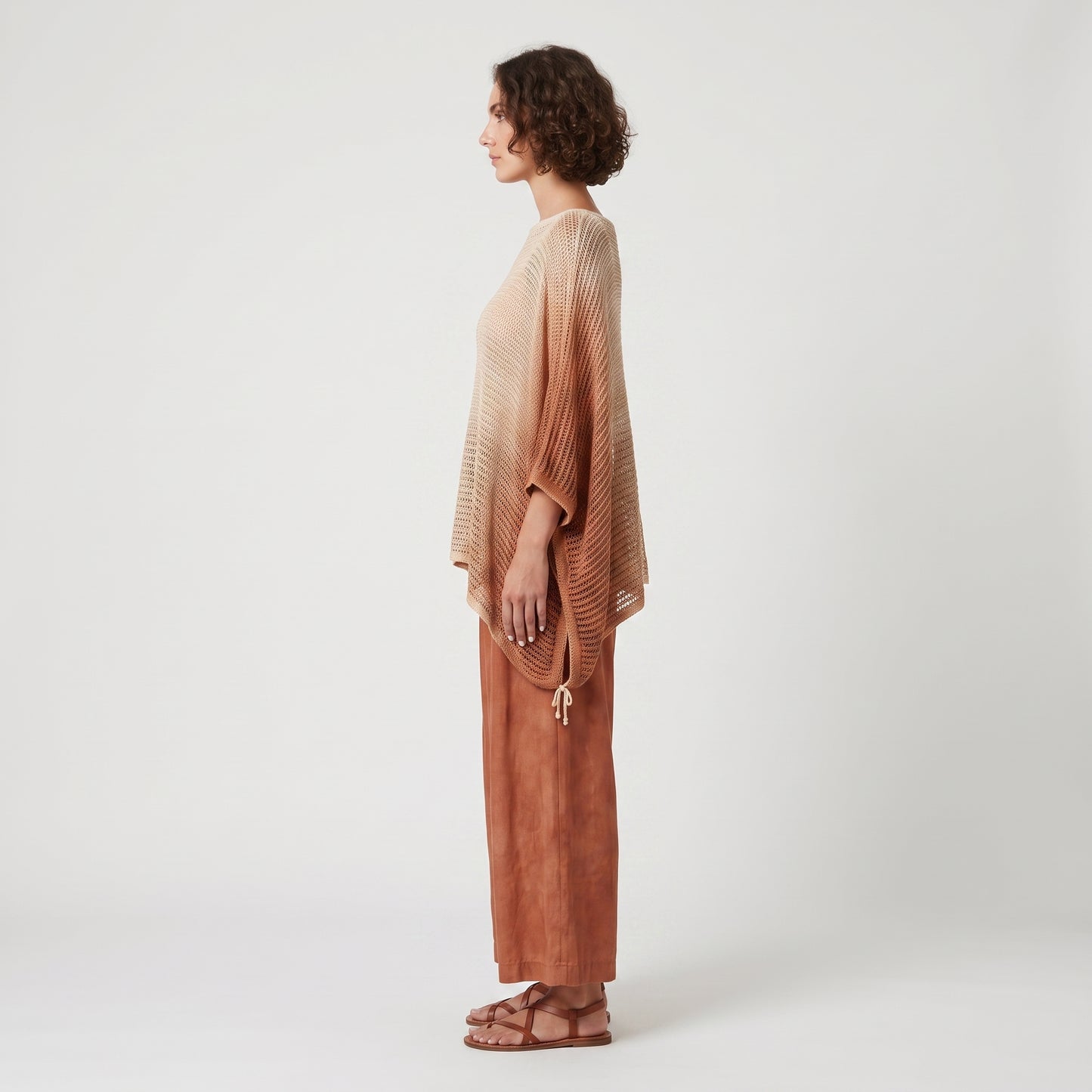 Ombre Open Knit Poncho Top