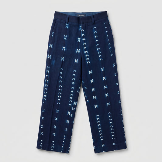Indigo Shibori Patterned Trousers