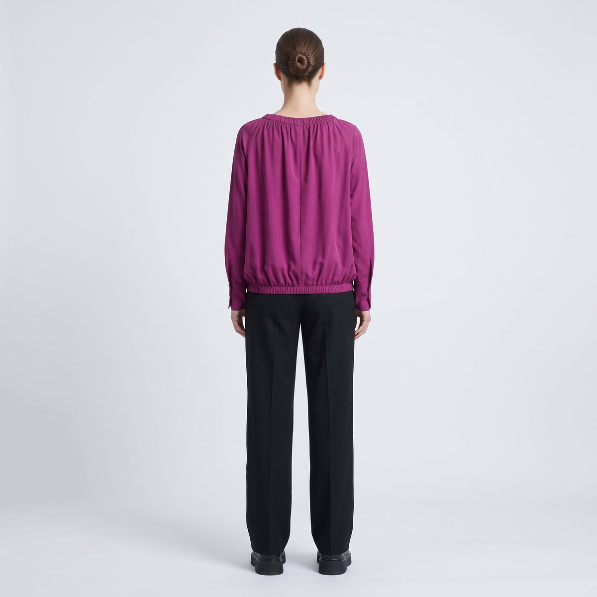 Vibrant Gathered Long Sleeve Blouse