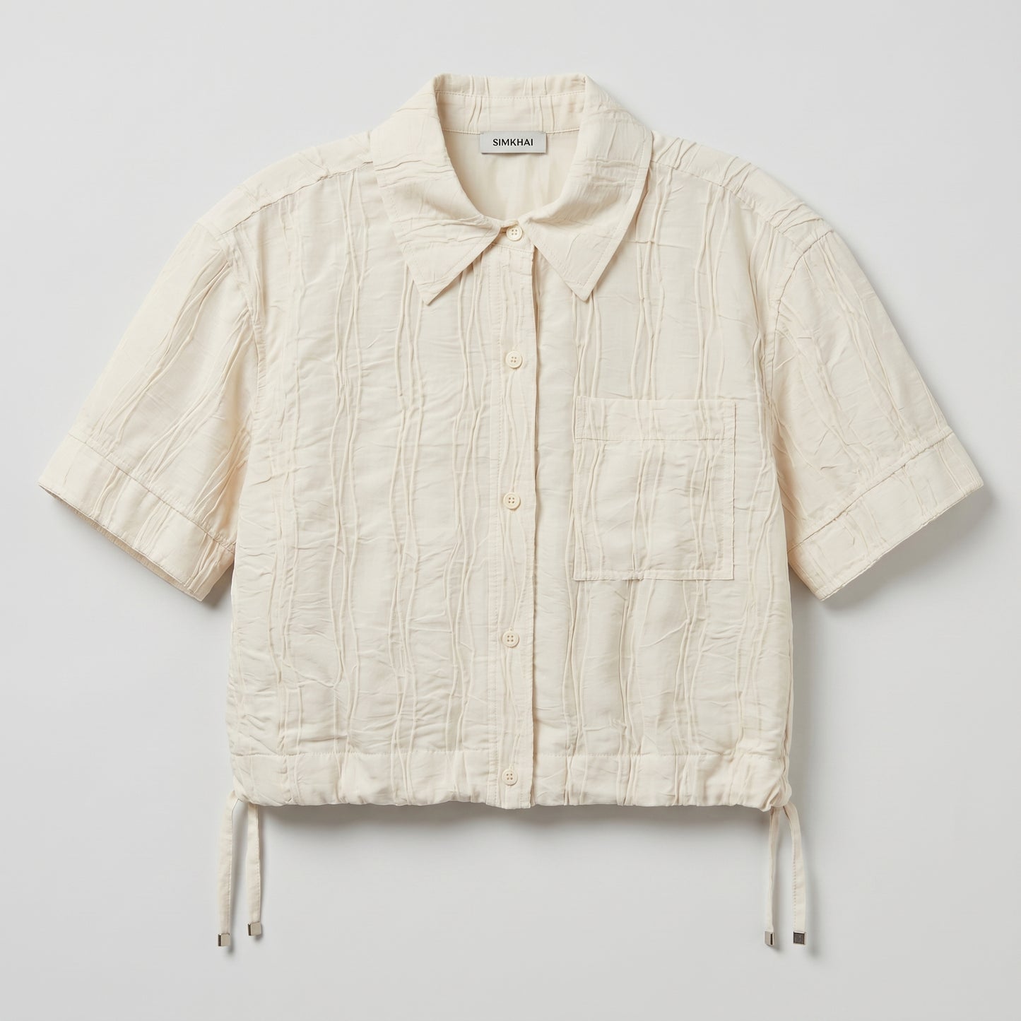 Textured Short Sleeve Button Shirt