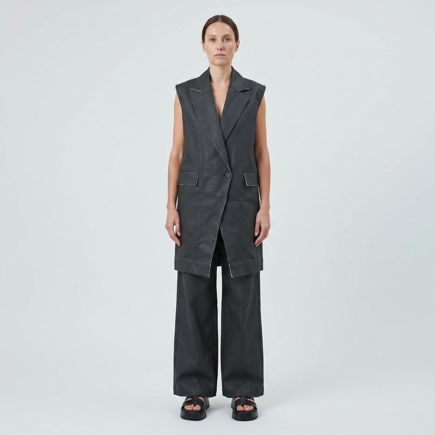 Tailored Longline Sleeveless Vest
