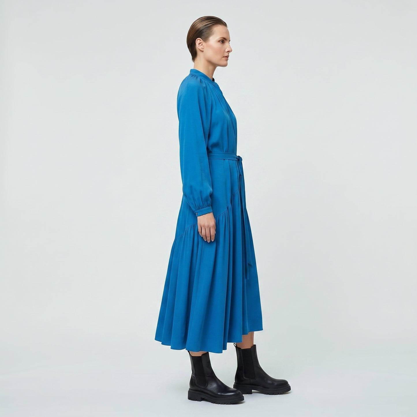 Asteria Belted Drape Midi Dress