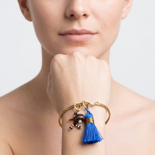 Gold Beaded Tassel Bangle
