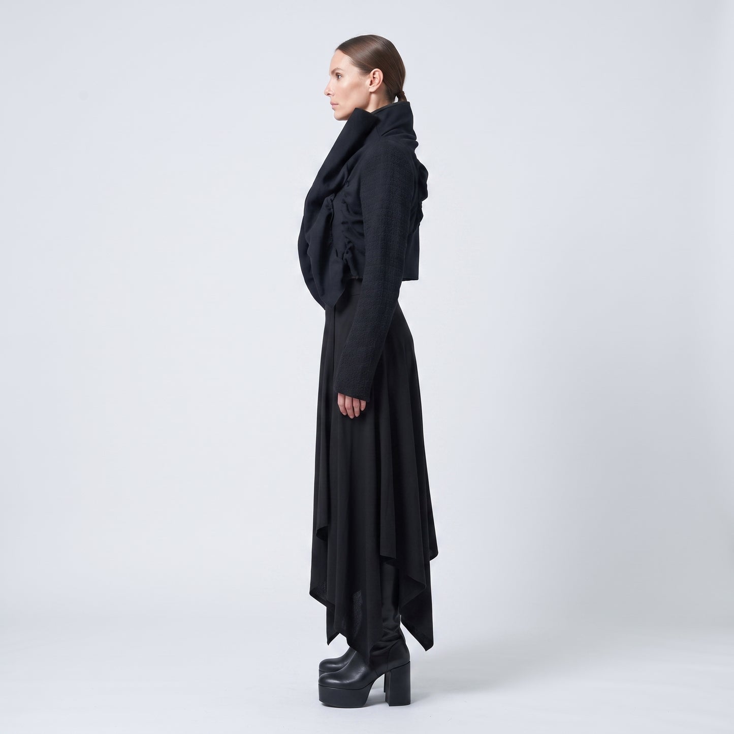 Architectural Ruffled Crop Jacket