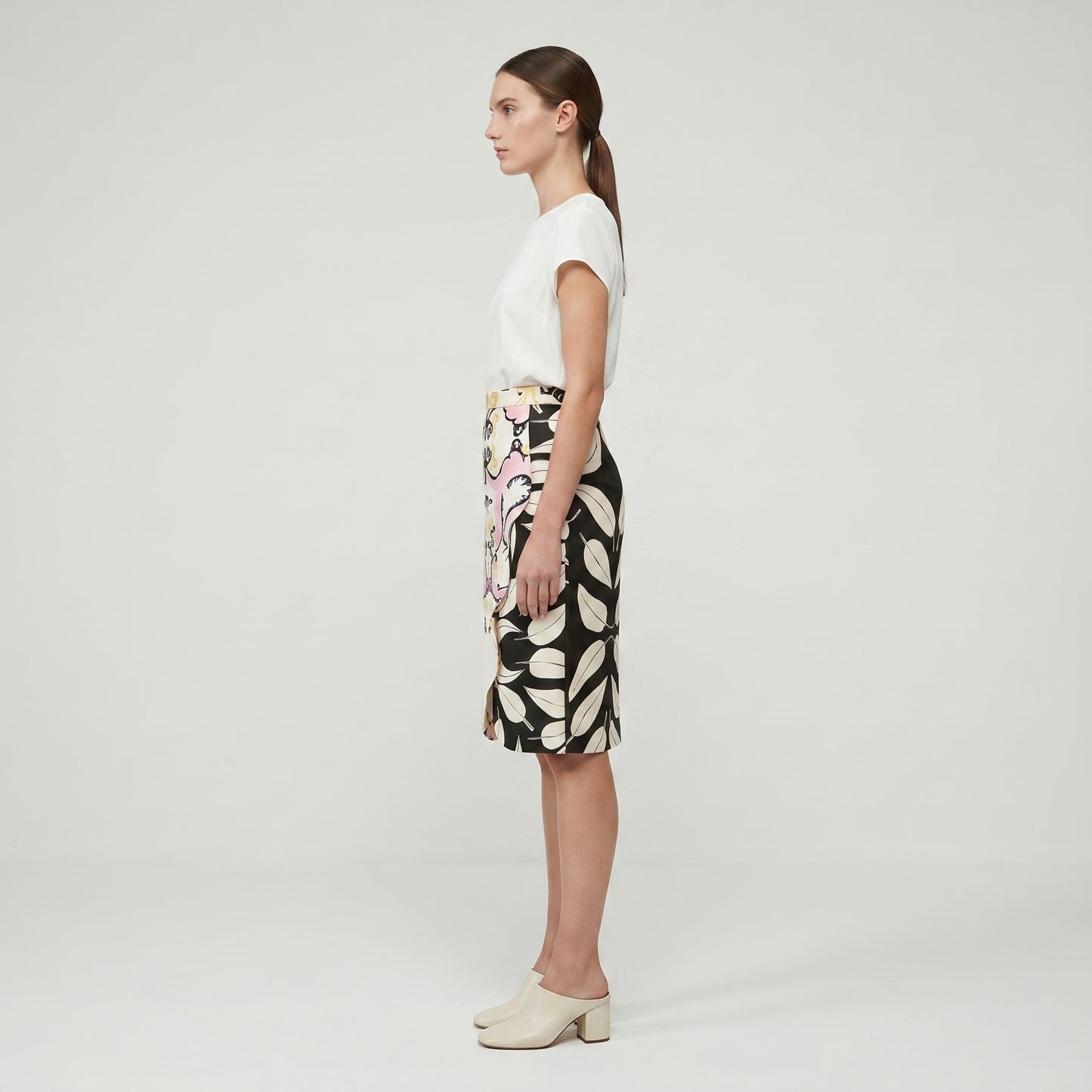 Abstract Print Asymmetric Pencil Skirt