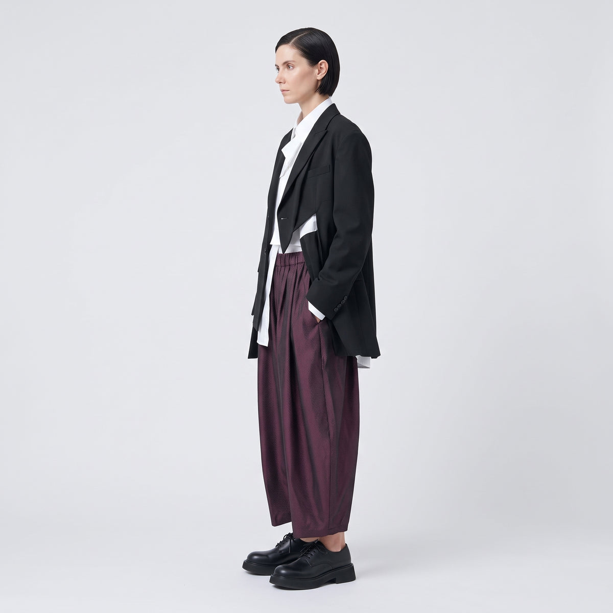 Pleated Plum Barrel Trousers
