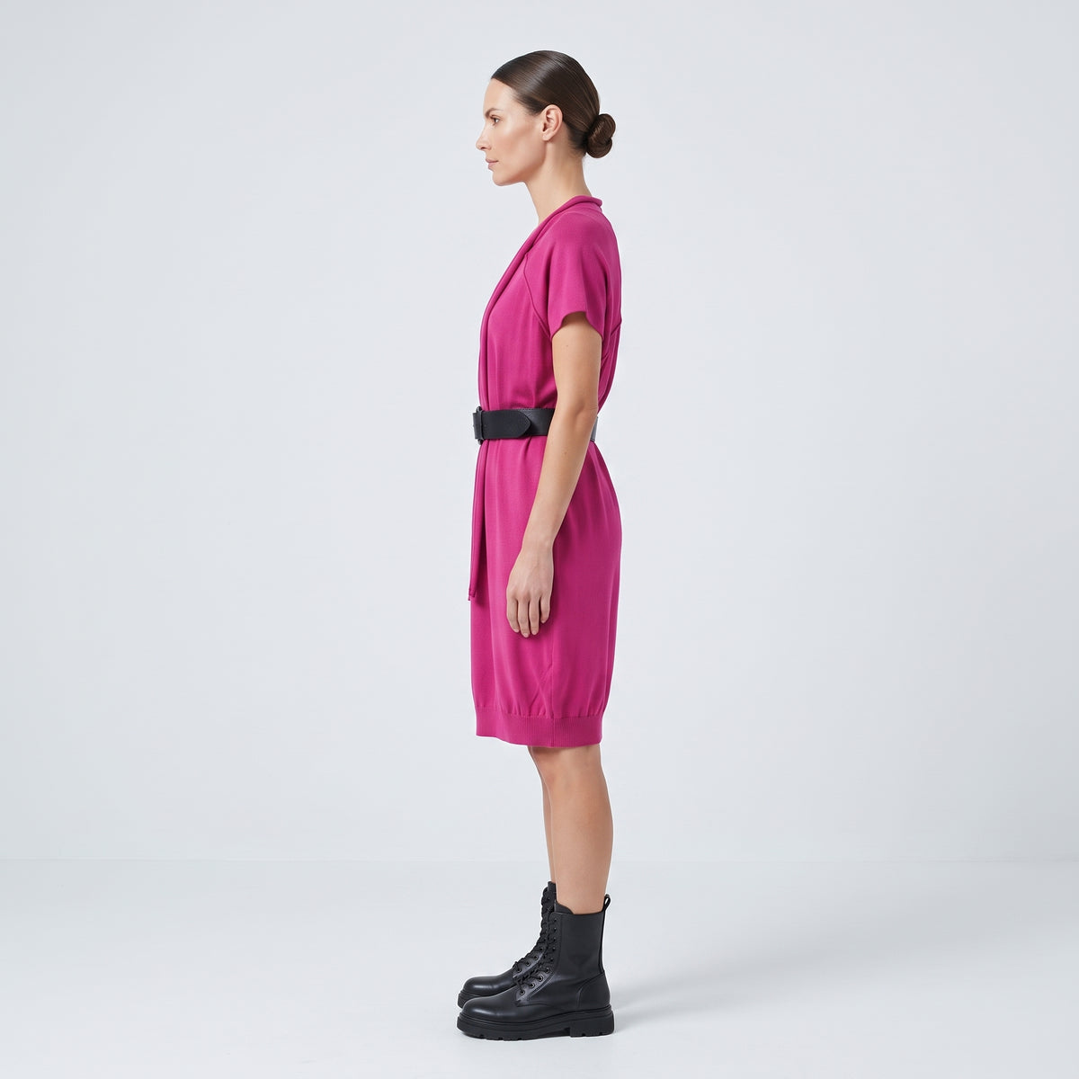 Magenta Tie-Neck Knit Tunic