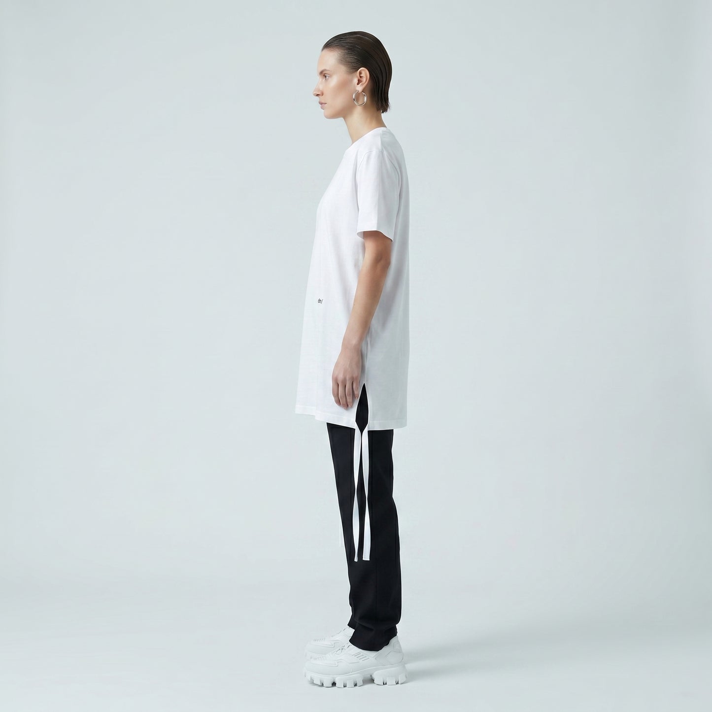 Minimalist White Side Tie T-Shirt