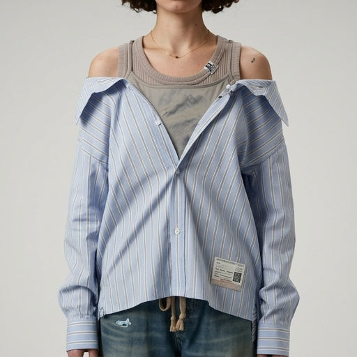 Layered Striped Poplin Shirt