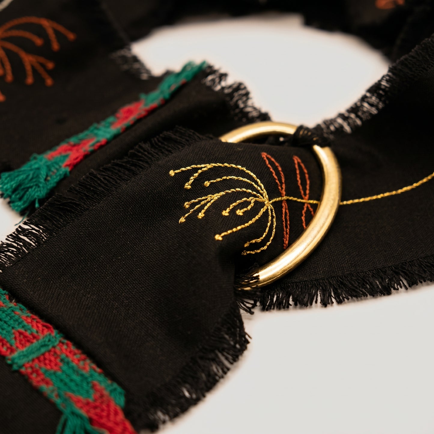 Embroidered Fabric Buckle Belt